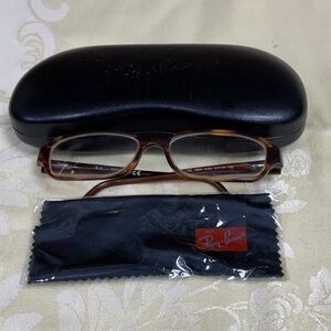 Ray-Ban Men’s Rectangular Tortoiseshell Glasses with Black Case
